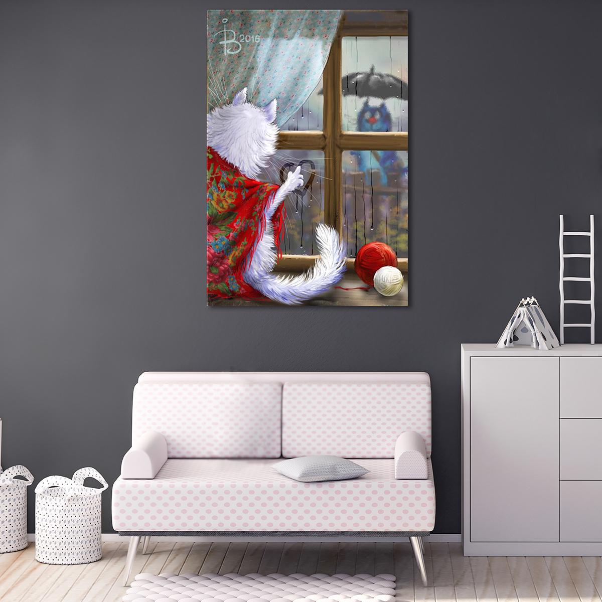 Модульная картина Любовь в дождливую погоду 1 модуль 60x90 см