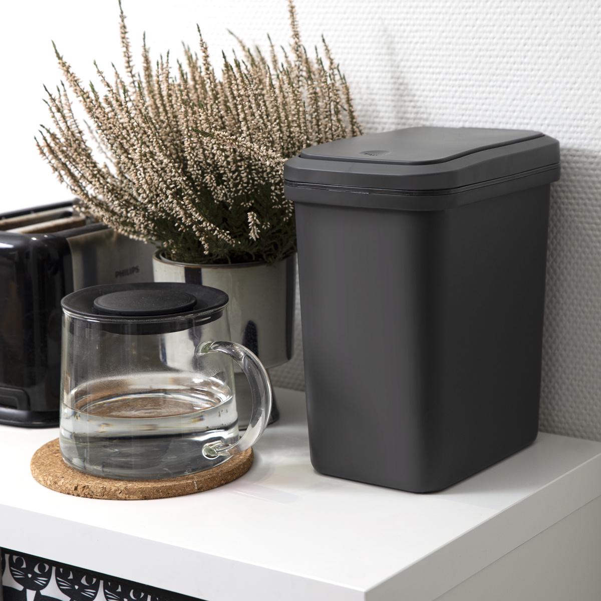 Ведро для мусора MVM BIN-04 6L ANTHRACITE с крышкой 6 л Черный (211569) - фото 3