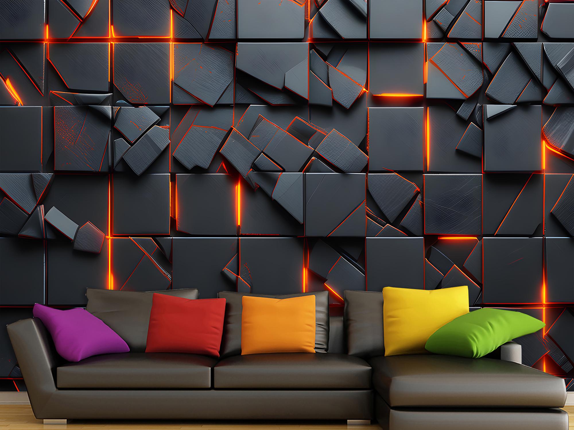 Фотообои флизелиновые 3D кубы угля 210х315 см (SPF-088/5)