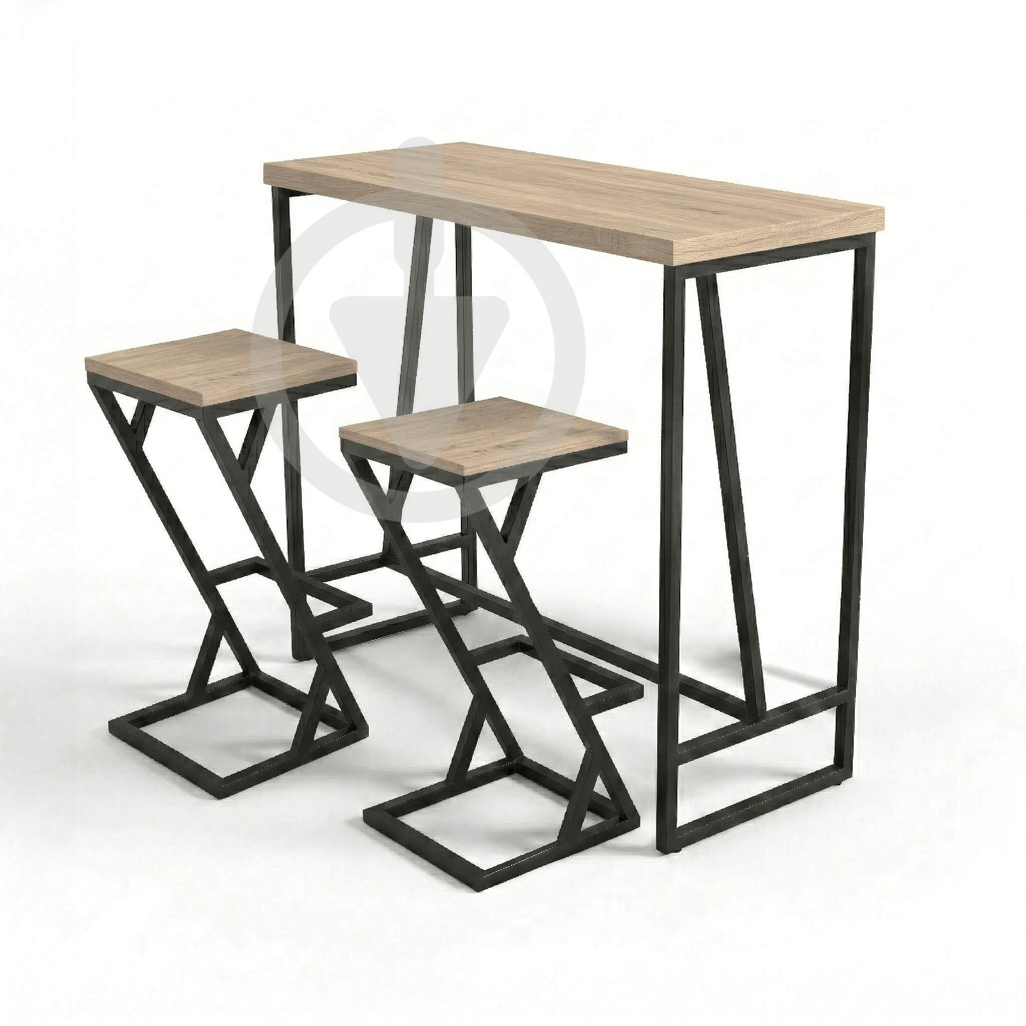 Барный стол со стульями AVVS Лофт 1110х470 мм ДСП 36 мм/металлический каркас Черный/Дуб Сонома