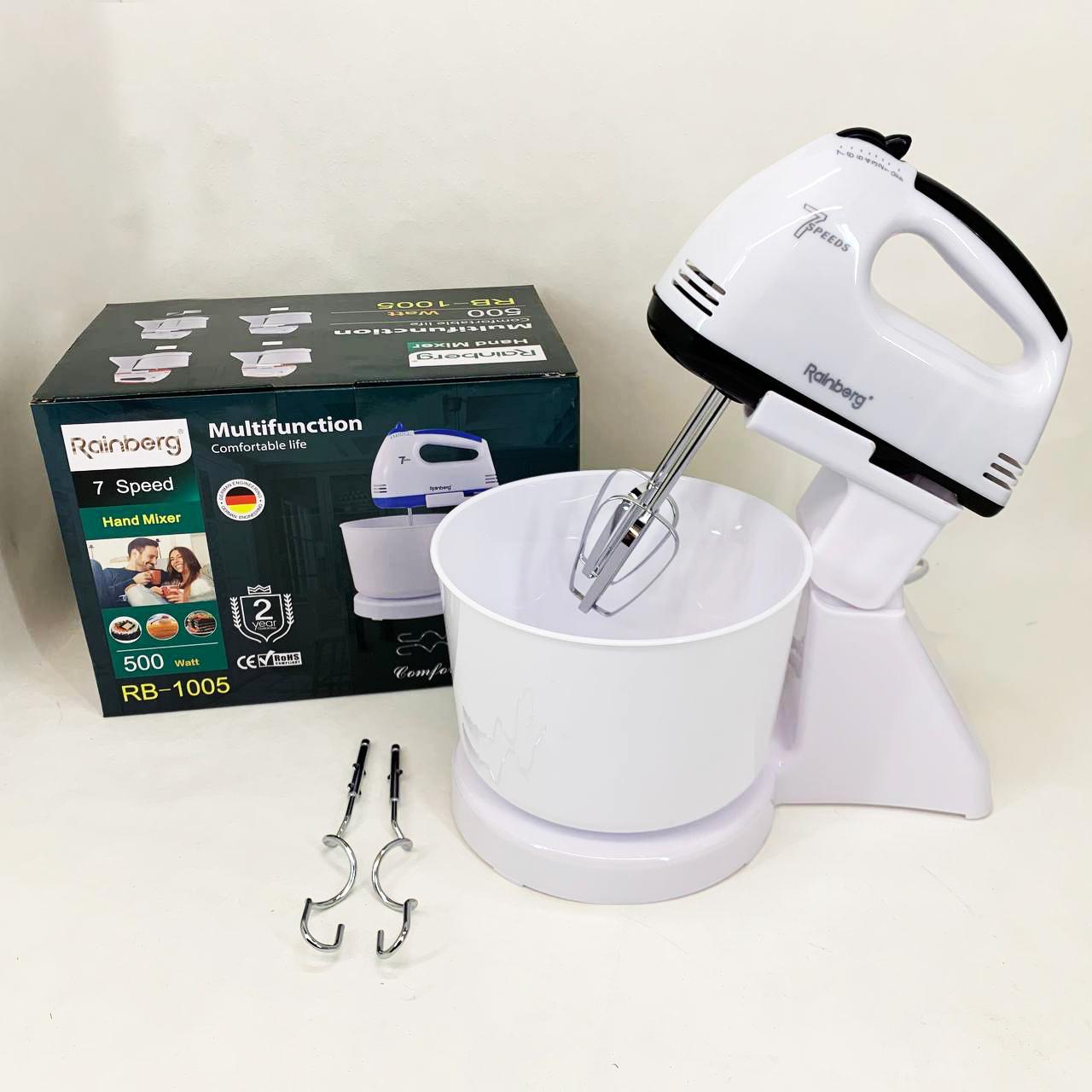 Міксер Rainberg RB-1005 7 швидкостей із чашею 2 л 500 Вт Black