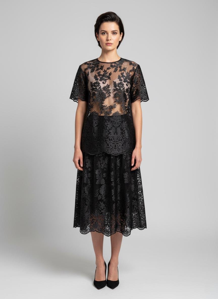 Блуза жіноча ажурна р. 48 Чорний (NT-212-48)