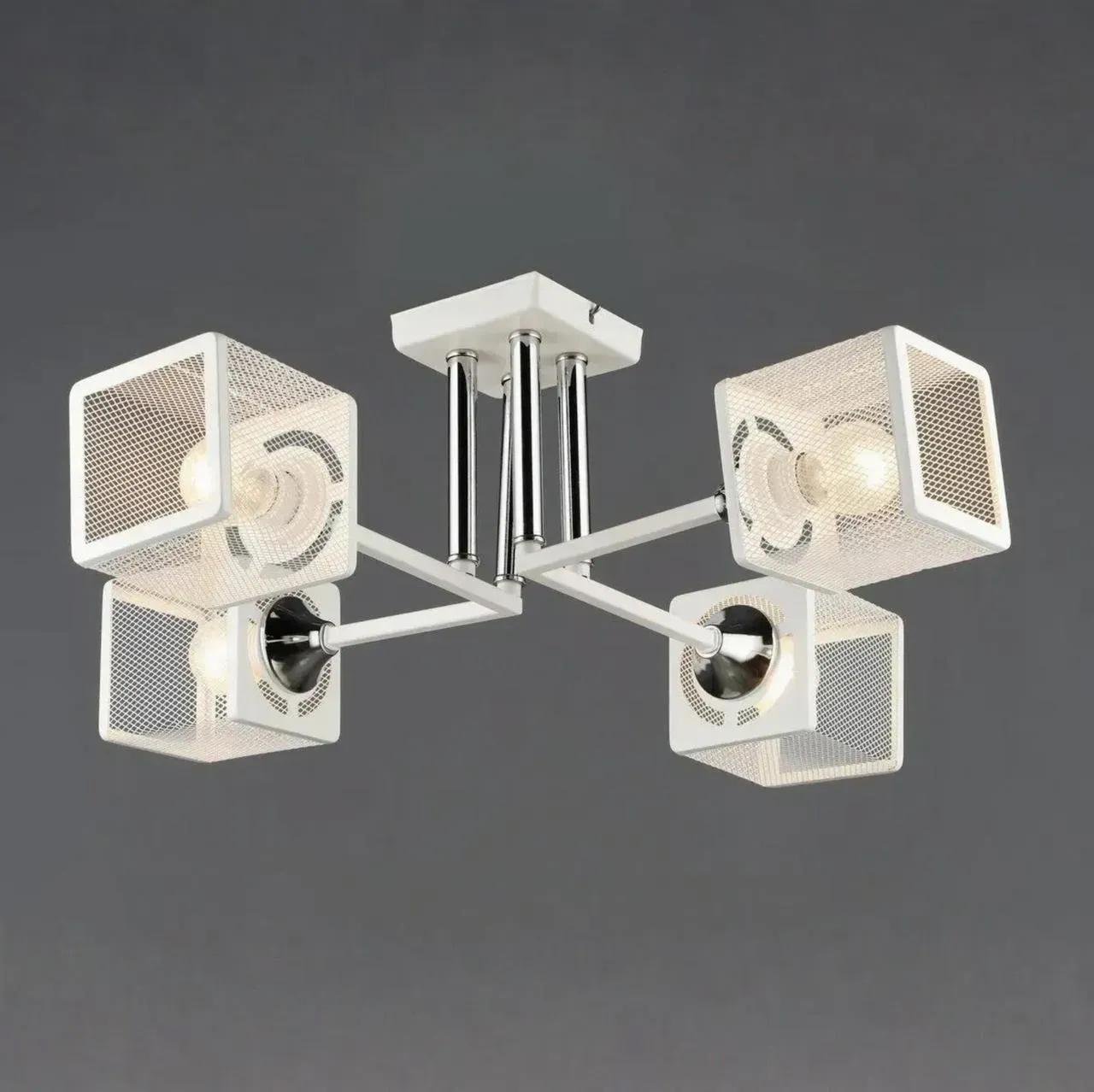 Люстра потолочная Valeso на четыре квадратных плафона Е27 IP20 N6637/4 Белый/Хром (28687659)