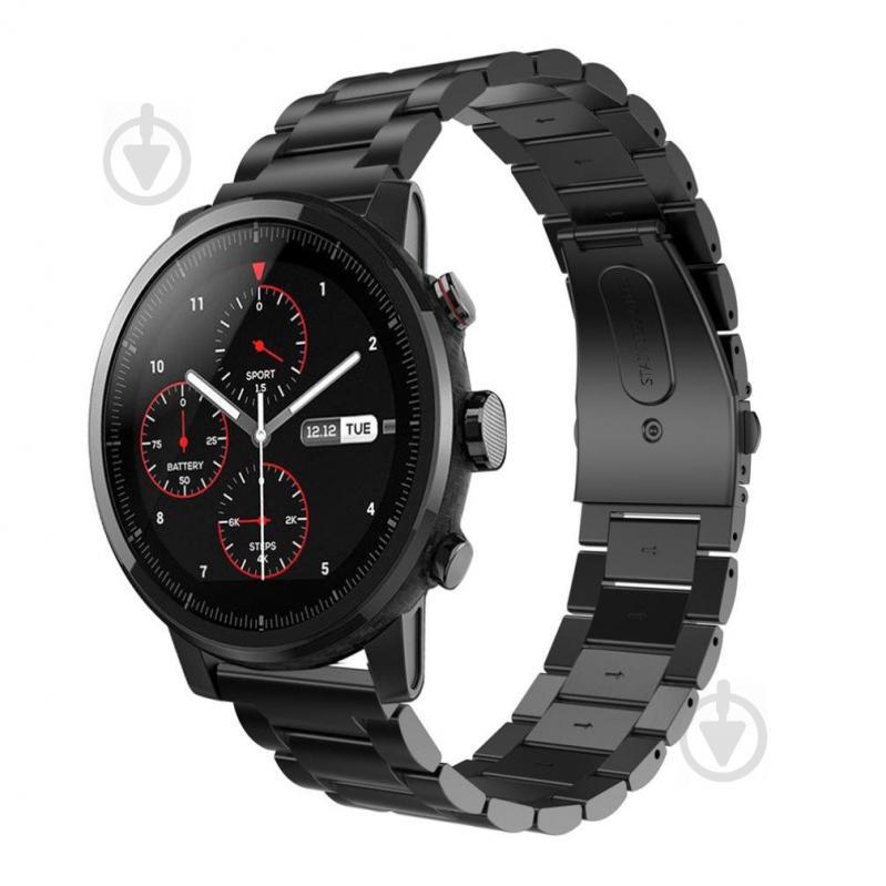 Ремешок BeWatch стальной для Amazfit Stratos/Pace Черный (1020401)
