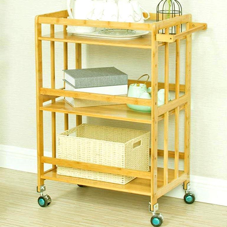 Этажерка для ванной из дерева на колесиках Жаранет Карри (АБТ-008303)