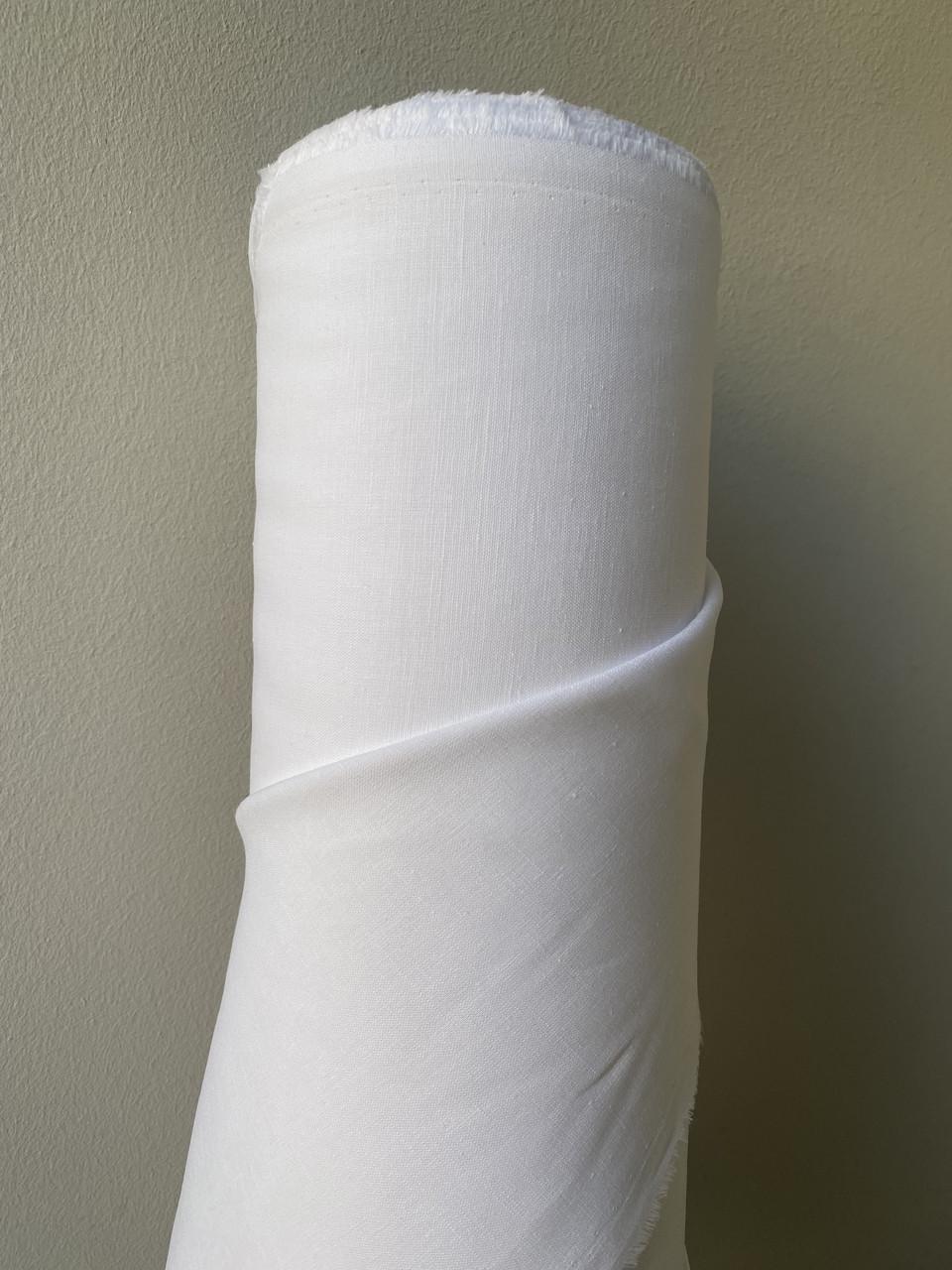 Ткань рубашечная LINEN PLUS 50% льна и 50% хлопка 143 см 101 Белый