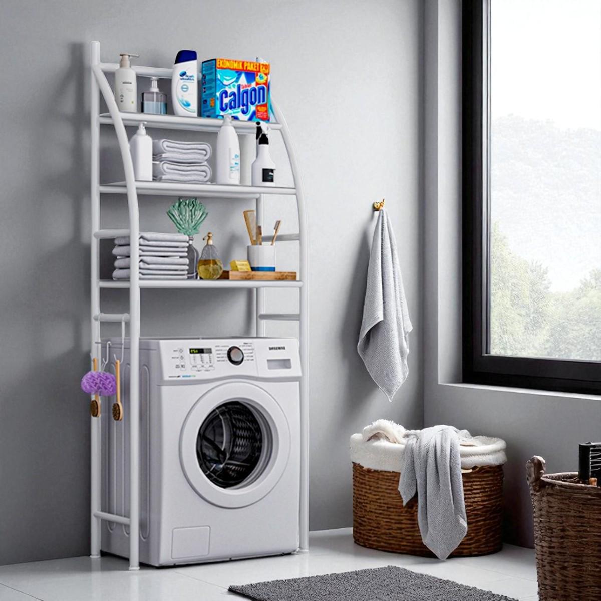 Полка стеллаж Laundry Rack напольная над стиральной машиной 65х25х165 см (R30889) - фото 3 Полка стеллаж Laundry Rack напольная над стиральной машиной 65х25х165 см (R30889) - фото 3