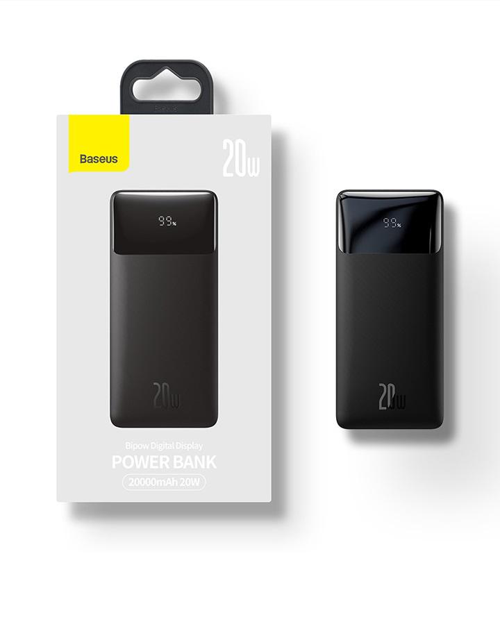 Повербанк Baseus Bipow Digital Display Power Bank 20W 20000 mAh 2USB/1Type-C PD/QC/3A Черный (PPDML-M01) - фото 4 Повербанк Baseus Bipow Digital Display Power Bank 20W 20000 mAh 2USB/1Type-C PD/QC/3A Черный (PPDML-M01) - фото 4