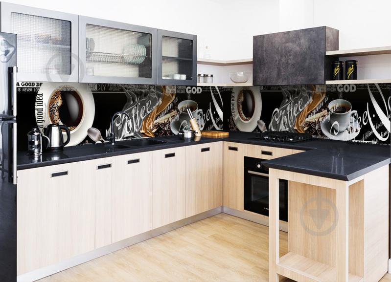 Наклейки кухонный фартук Zatarga Coffee a good idea 600х2500 мм Черный (Z180144)