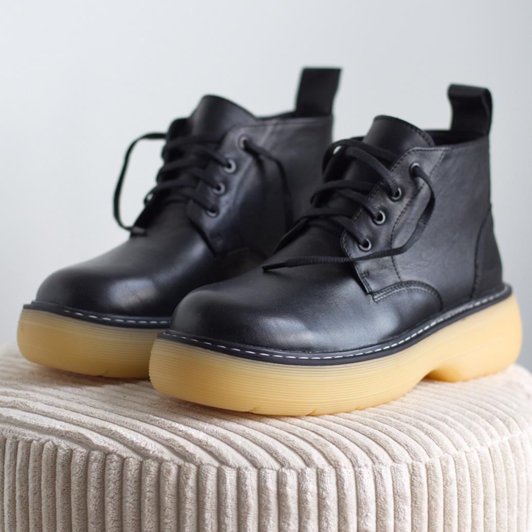 Ботинки женские осенние Zlett на байке из натуральной кожи стиль Bottega Veneta р. 36 Черный