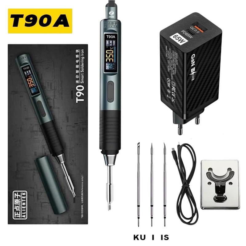 Паяльник Alientek T90A и 3 жала типа 210 KU/I/IS питания Type-C с блоком питания (137706)