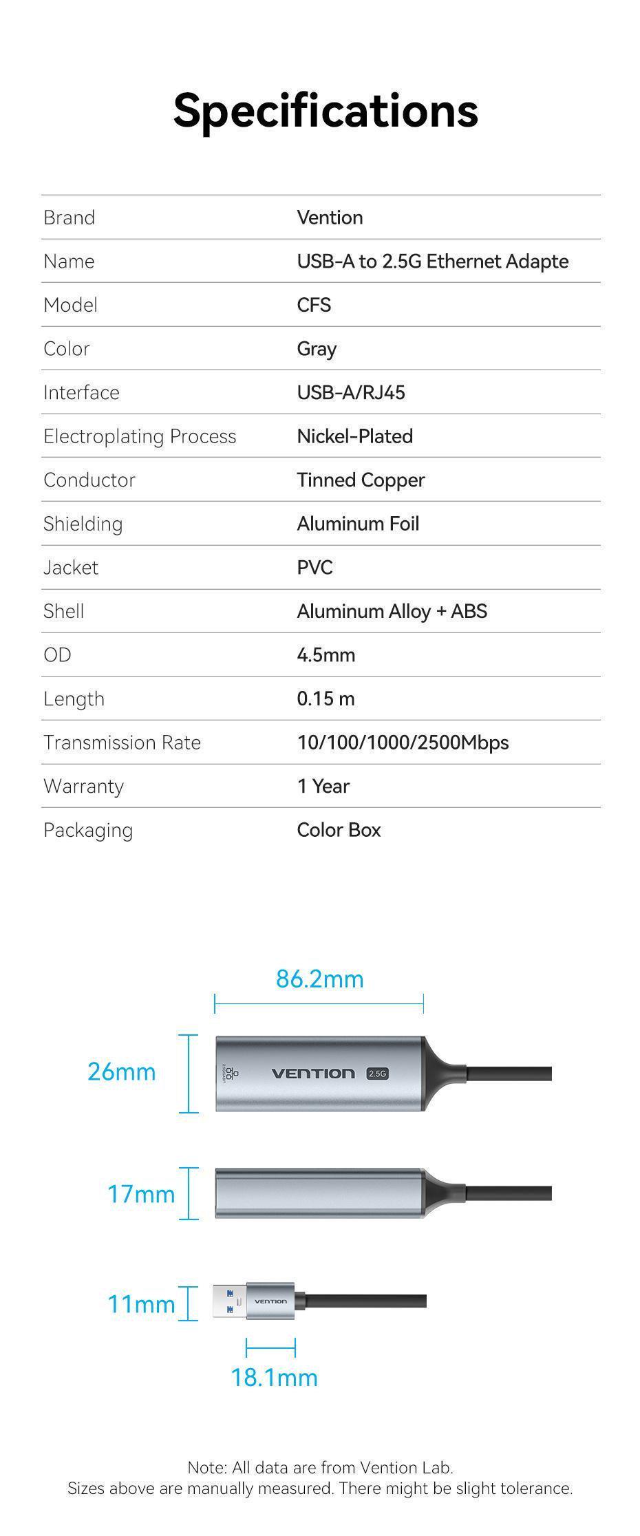 Адаптер USB-C Vention USB RJ45 0.15 м Серый (CFSHB) - фото 10
