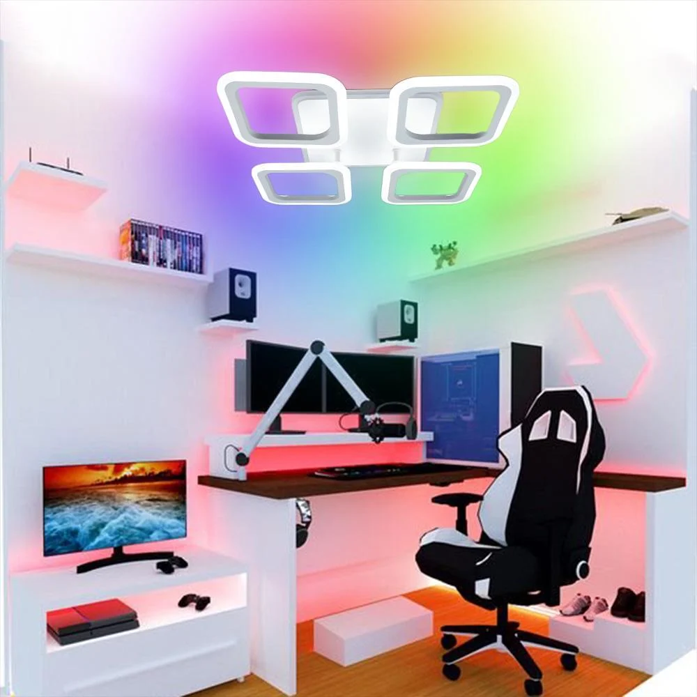 Люстра ESLLSE ROOM RGB 5S 70 Вт SMART з пультом 385х385х75 мм Білий (10472) - фото 7