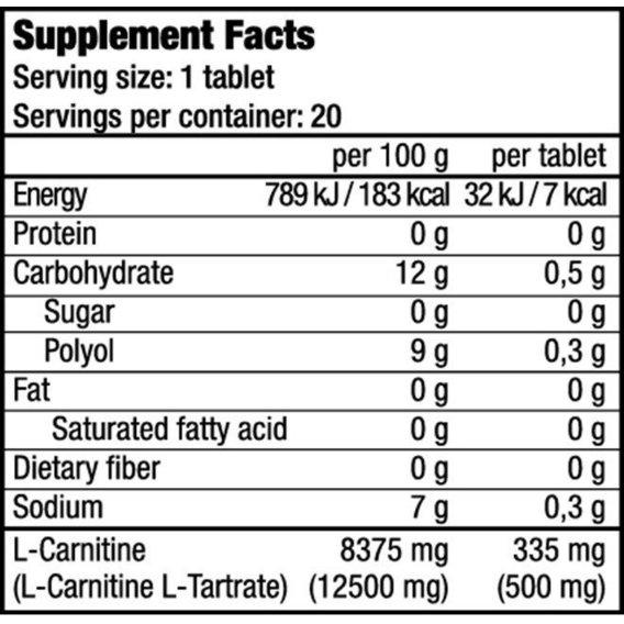 Жиросжигатель для спорта BioTechUSA L-Carnitine Blueberry Raspberry 20 effervescent tabs - фото 2