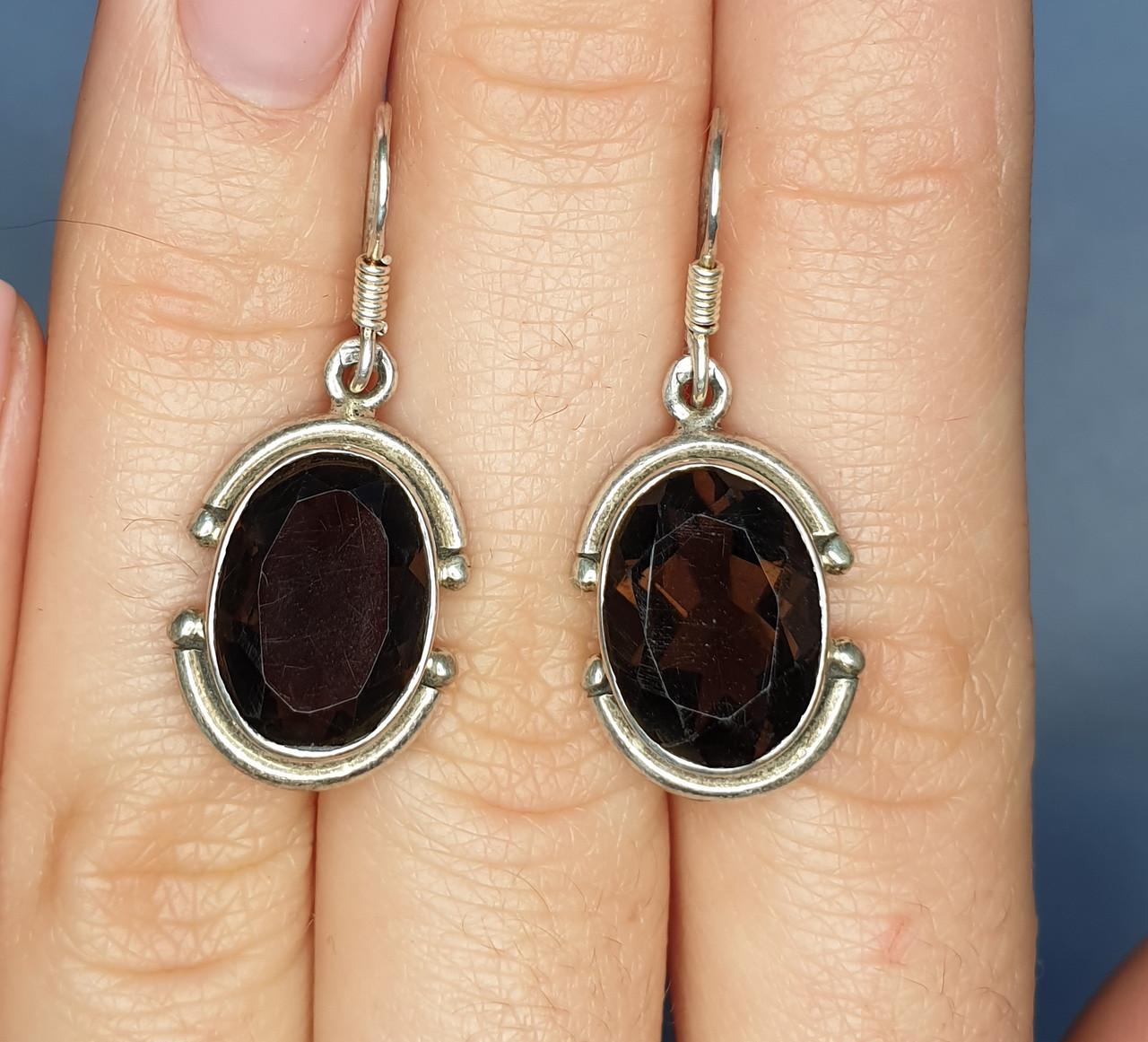 Серьги серебряные с раухтопазом 6,77 г (1363148287)
