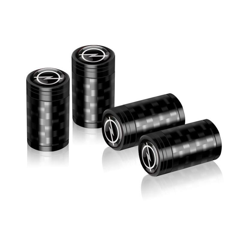 Набір захисних ковпачків на ніпель SUNROZ Caps з логотипом Opel Carbon Style Black Опель 4 шт. (A-67620)