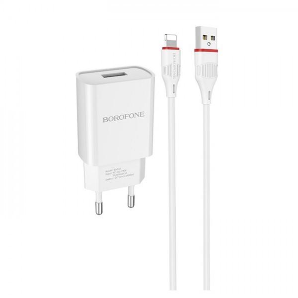 Зарядное устройство для Borofone BA20A USB Lightning 2,1 A с кабелем (1726496366)