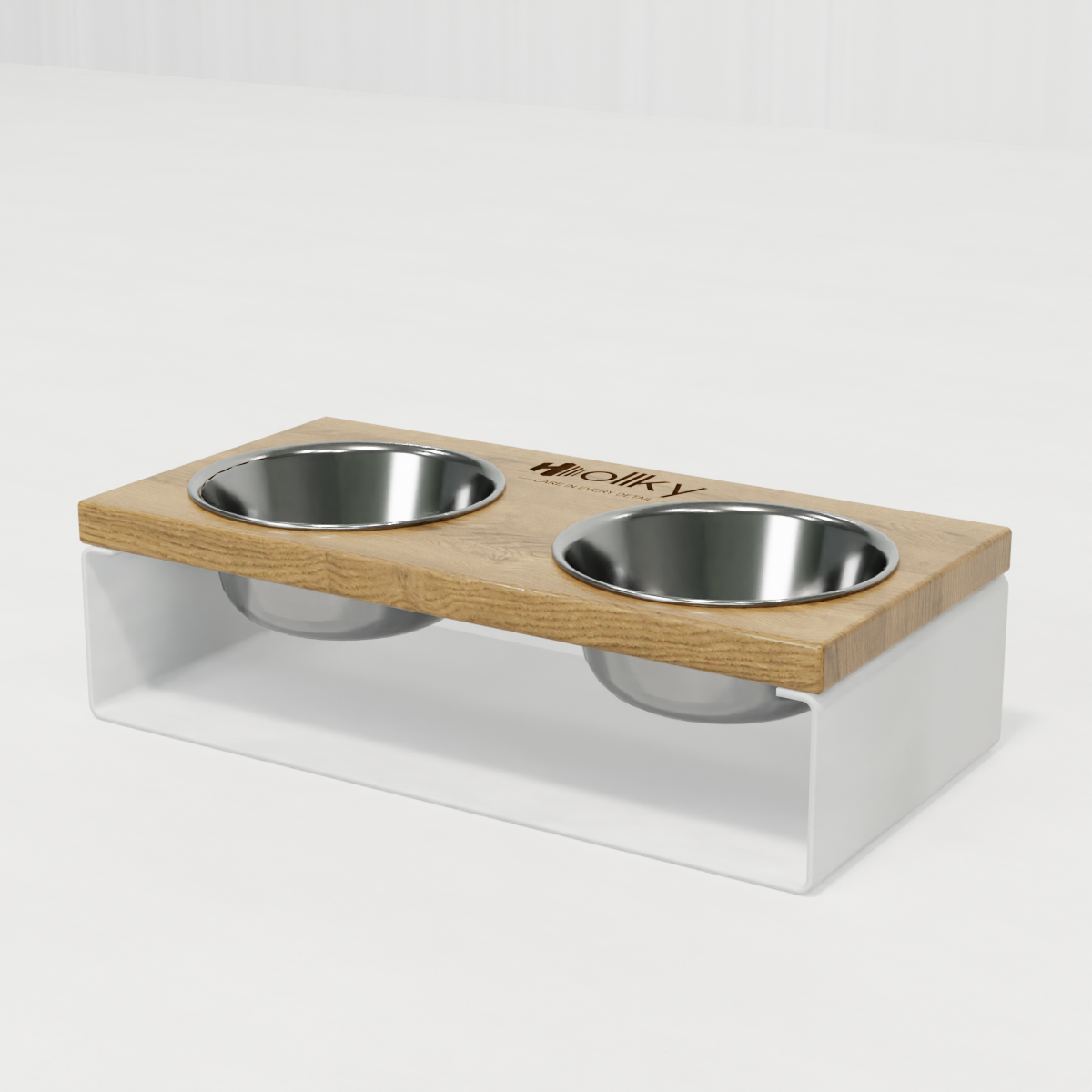 Миски на подставке из цельного металлического листа для собак и котов Hollky SteelWood S 2х0,45 л (SWS-36188-WHNT) - фото 3 Миски на подставке из цельного металлического листа для собак и котов Hollky SteelWood S 2х0,45 л (SWS-36188-WHNT) - фото 3