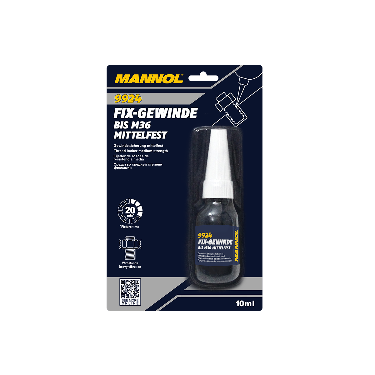 Фиксатор резьбы средней прочности Mannol Fix-Gewinde Mittelfest 10 мл (9924)