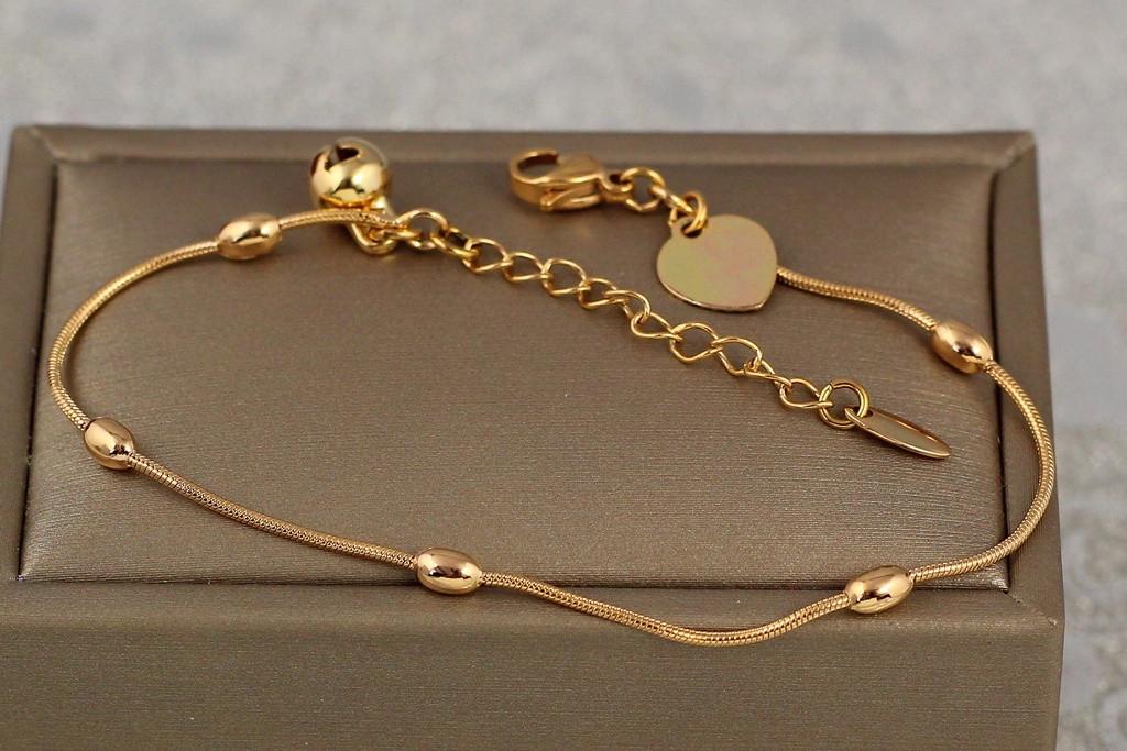 Браслет Xuping Jewelry жгут с овальными шариками 17 см 3 мм Золотистый (2629128103) - фото 2