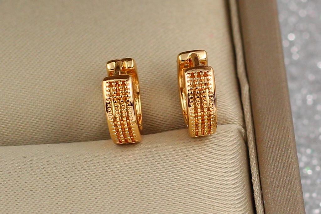 Серьги Xuping Jewelry Колечки сеточка 1 см Золотистый