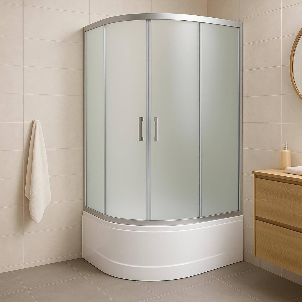 Душова кабіна KO&PO асиметрична права піддон 40 см скло матове 120х80х195 см Сатин (C10206)