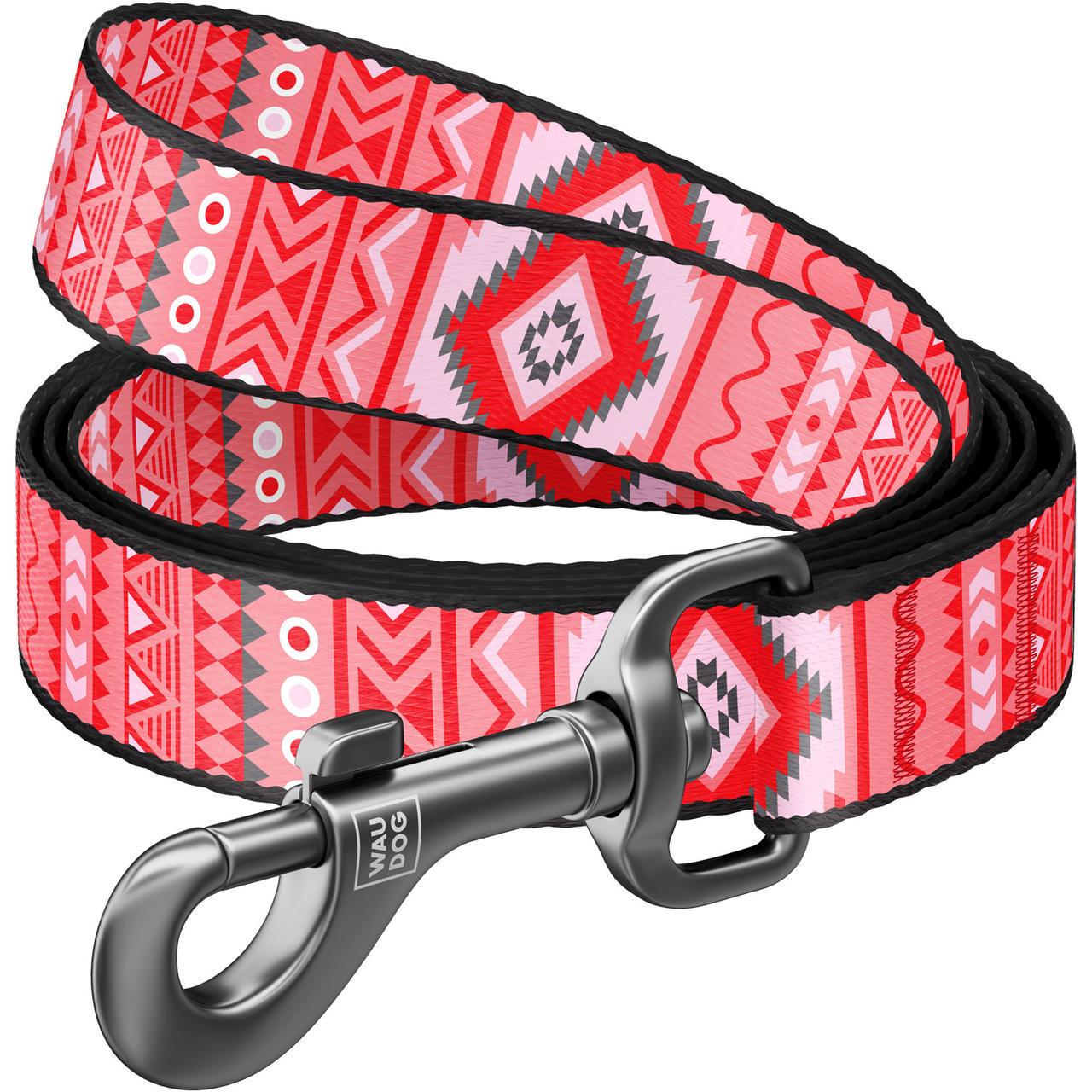 Поводок для собак нейлоновый Waudog Nylon Этно 122 см 25 мм Красный (4671)