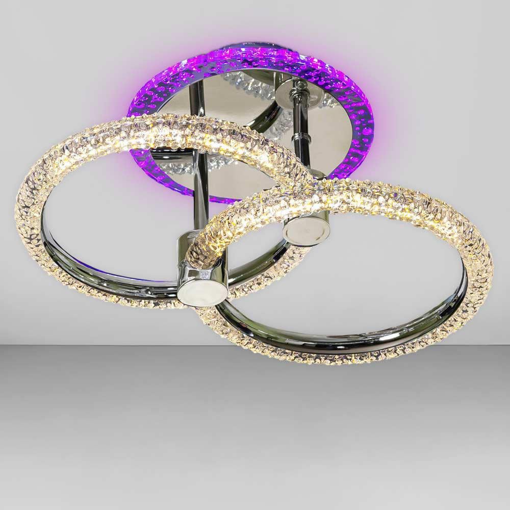 Люстра стельова світлодіодна Light House SC-19376/2C CR PK/BU/PL 38W/8W 300х190х160 мм Хром Люстра стельова світлодіодна Light House SC-19376/2C CR PK/BU/PL 38W/8W 300х190х160 мм Хром