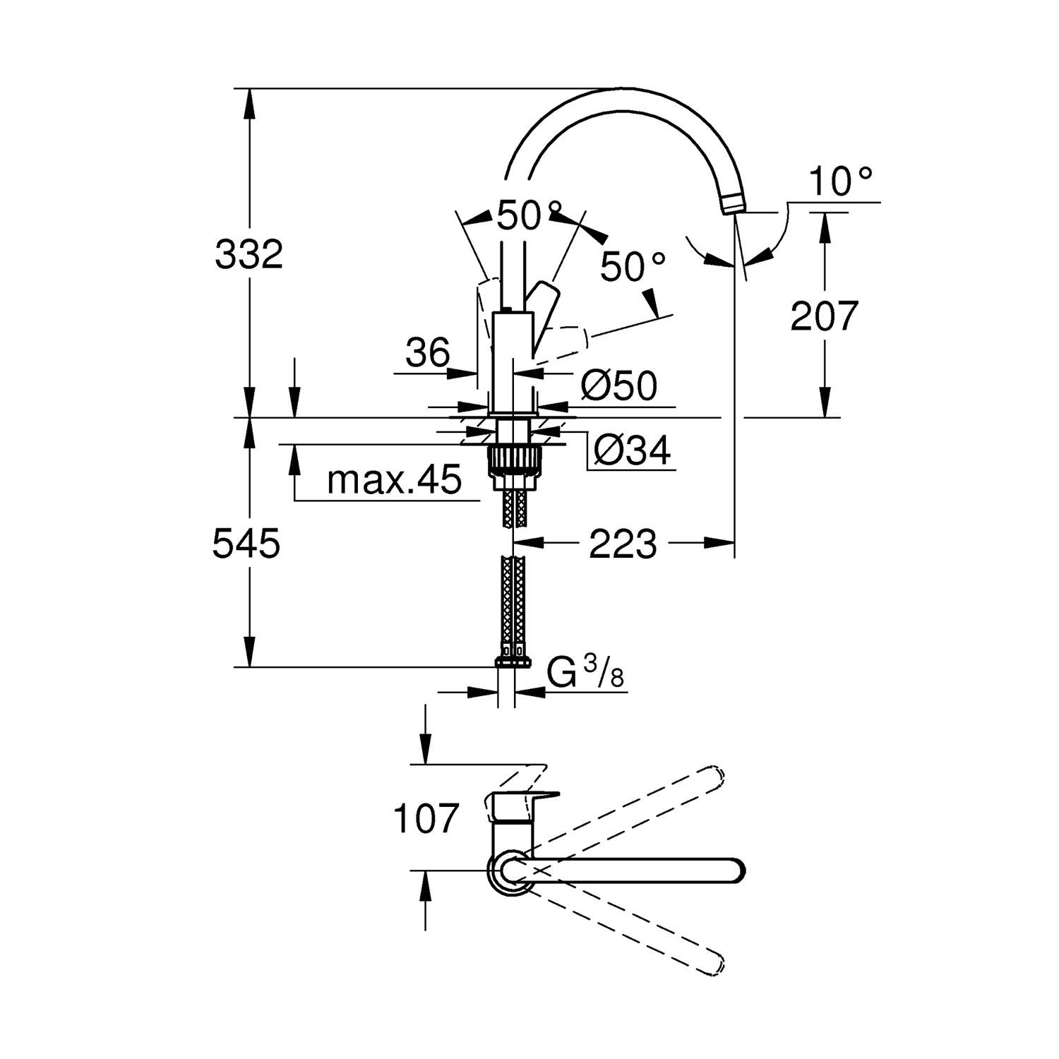 Змішувач для кухні Grohe QuickFix StartEdge 30529001 CV030597 одноважільний Хром (159193) - фото 2 Змішувач для кухні Grohe QuickFix StartEdge 30529001 CV030597 одноважільний Хром (159193) - фото 2
