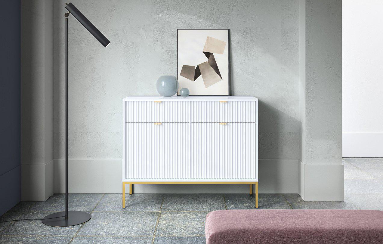 Комод Perfect Home Nova KSZ104 2-дверный с 2 ​​ящиками и золотыми ножками Белый (PFH-091217)