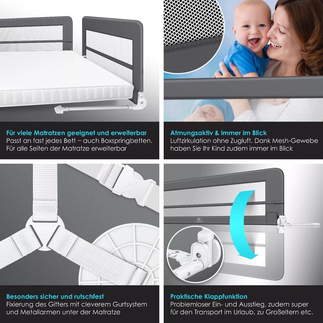 Ограждение детской кровати KESSER 200 см Темно-серый - фото 9