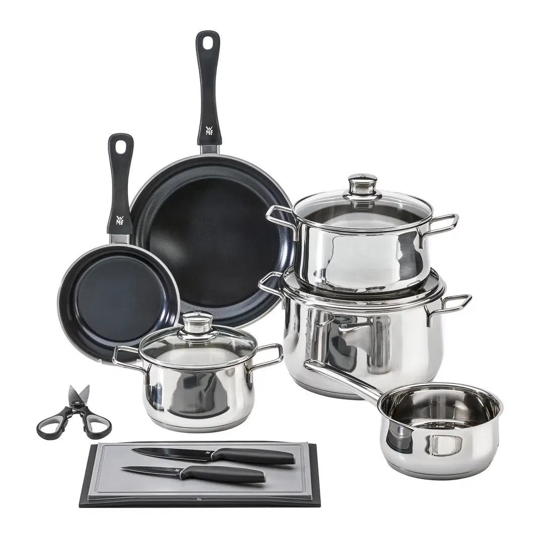 Набір із каструль WMF Diadem Plus/Сковорода Devil/Ножів/ножиць та дошки Touch 10 предметів (3201001275)