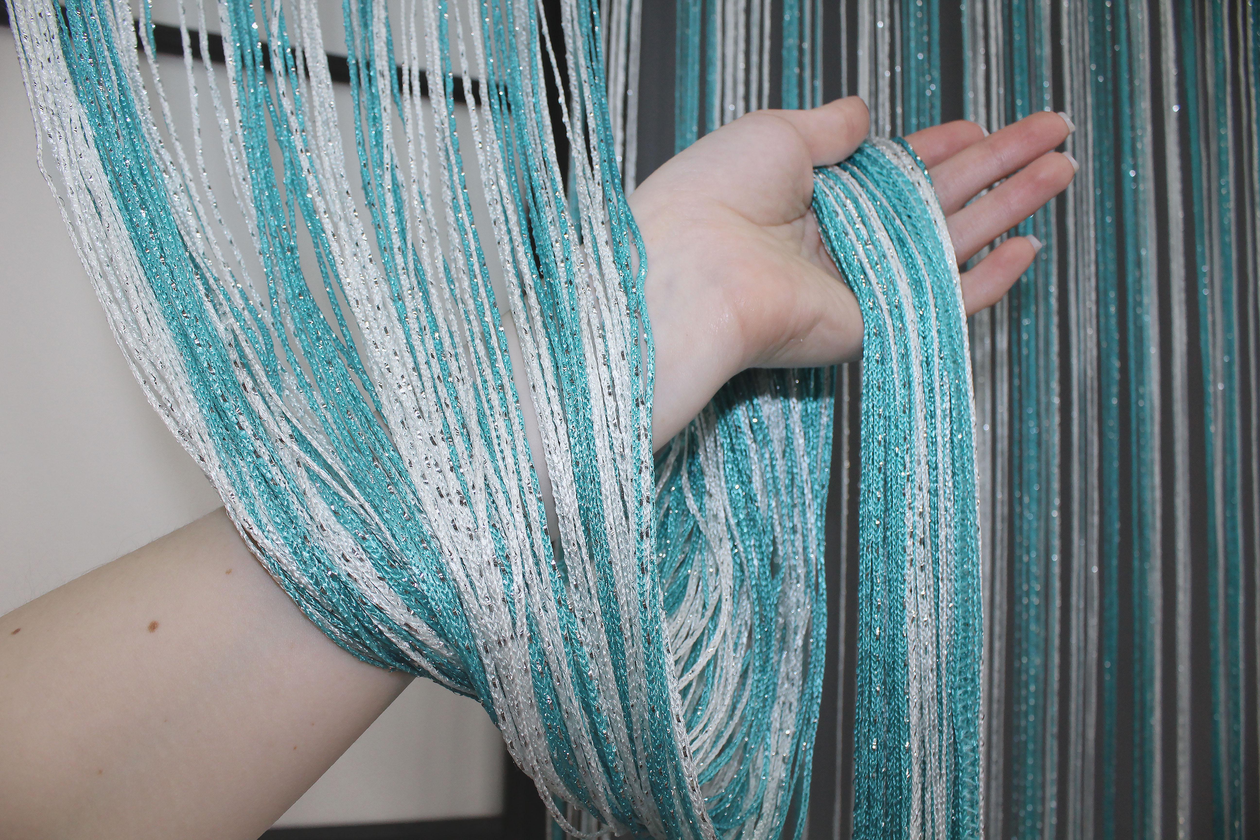 Шторы-нити с люрексом 300х300 см Лазурный/Белый (61-028) - фото 6 Шторы-нити с люрексом 300х300 см Лазурный/Белый (61-028) - фото 6