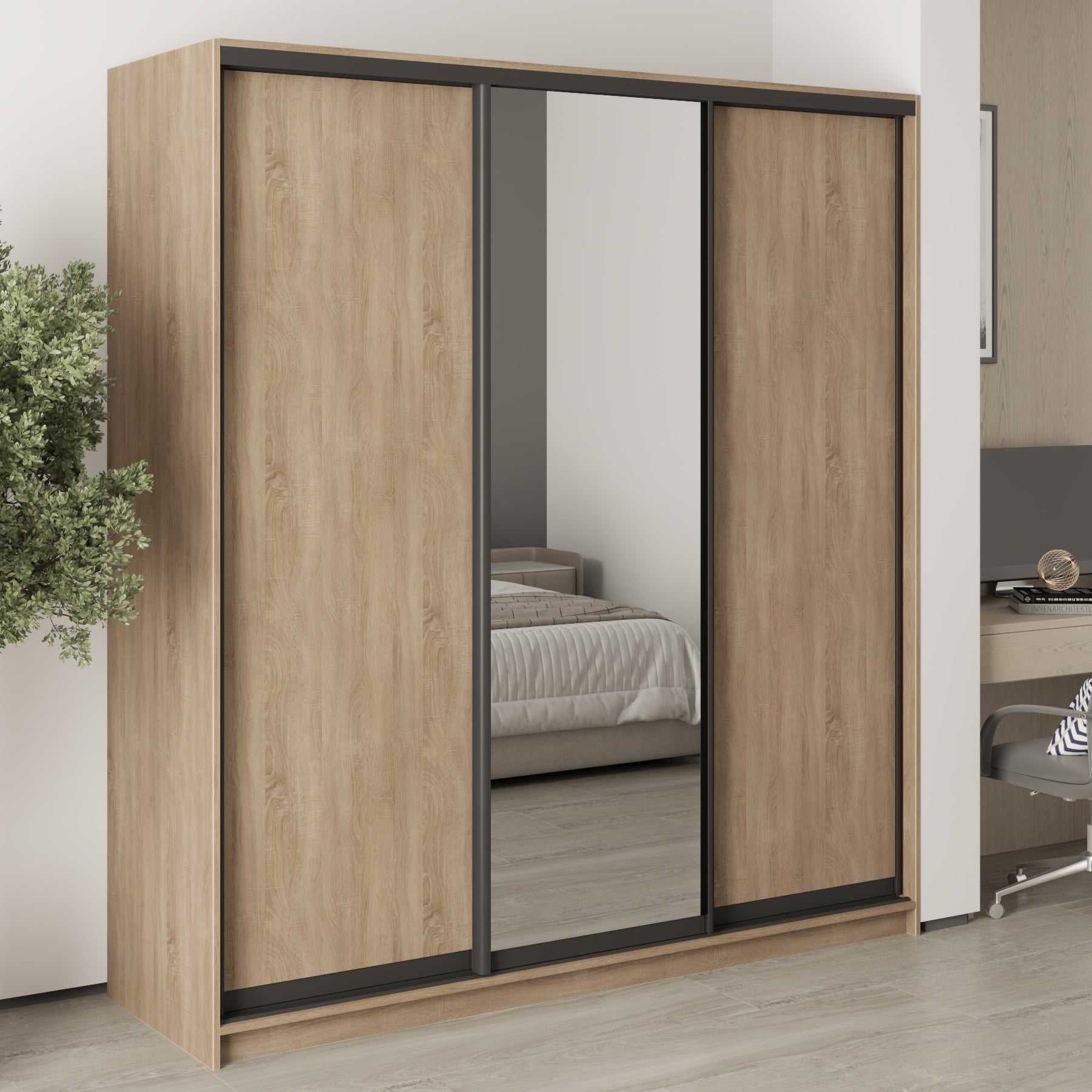 Шкаф-купе трехдверный Mebel Star Стандарт BG MBS-8359 190х60х210 см Дуб сонома (1007770)