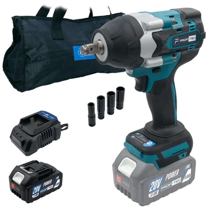 Гайковерт акумуляторний PROFI-TEC DTW800BL POWERLine 1×PT2040MP 4 А/г та зарядний пристрій (007603)
