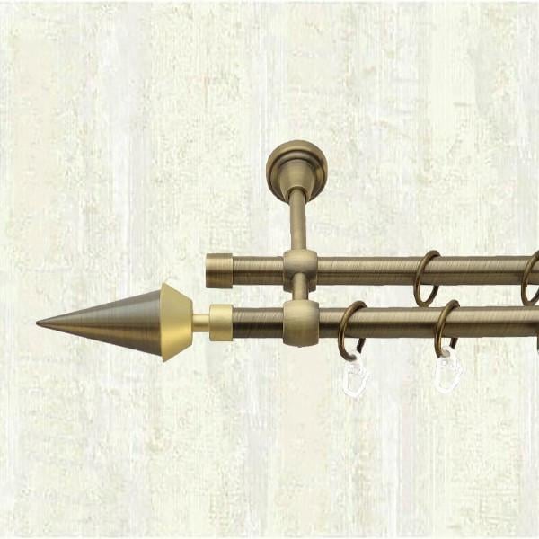 Карниз металевий Orvit Спис двохрядний 16/16 мм 200 см Антик (A1)