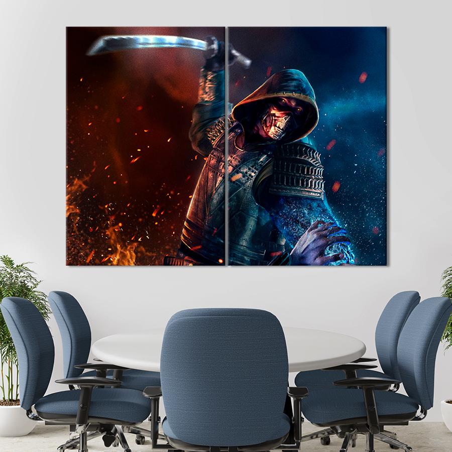 Настенний декор Огненный Скорпион из Мортал Комбат 71x51 см (A219-2)