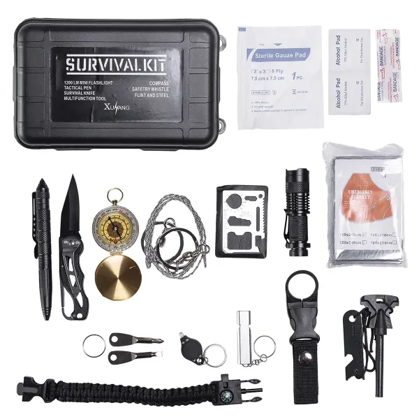 Набор туристический для выживания LUGI 18в1 в кейсе из стали Черный (147-107-HP-D-2)