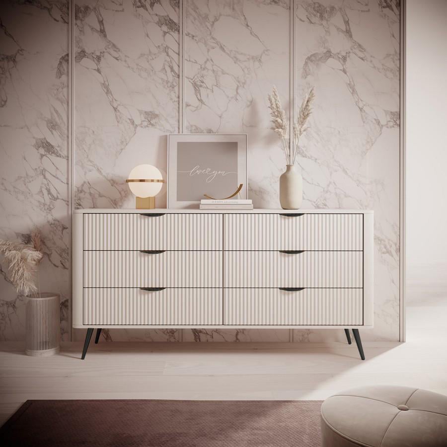 Комод Perfect Home Lante 6S/163 с 6 ящиками и черными ножками Бежевый (PFH-091174)