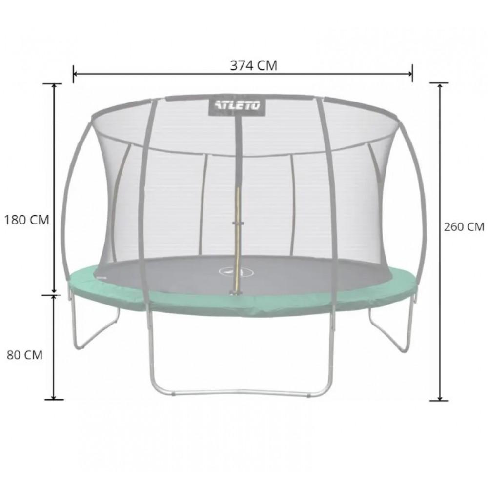 Батут Atleto с внутренней сеткой 374 см Зеленый (21000703) - фото 2