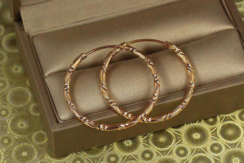 Серьги кольца Хuping Jewelry рисунок зигзаг 3 см Золотистый (2433881501)
