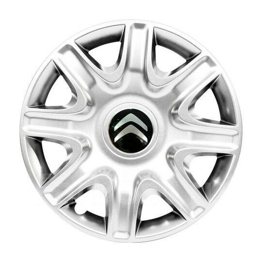 Ковпаки автомобільні SKS 332 R15 з логотипом Citroen 4 шт. Сріблястий