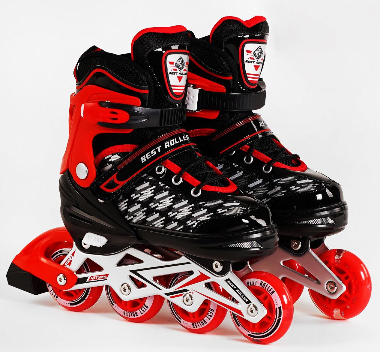 Роликовые коньки Best Roller PU колёса светящиеся в коробке р. 35-38 Red/Black (116484)