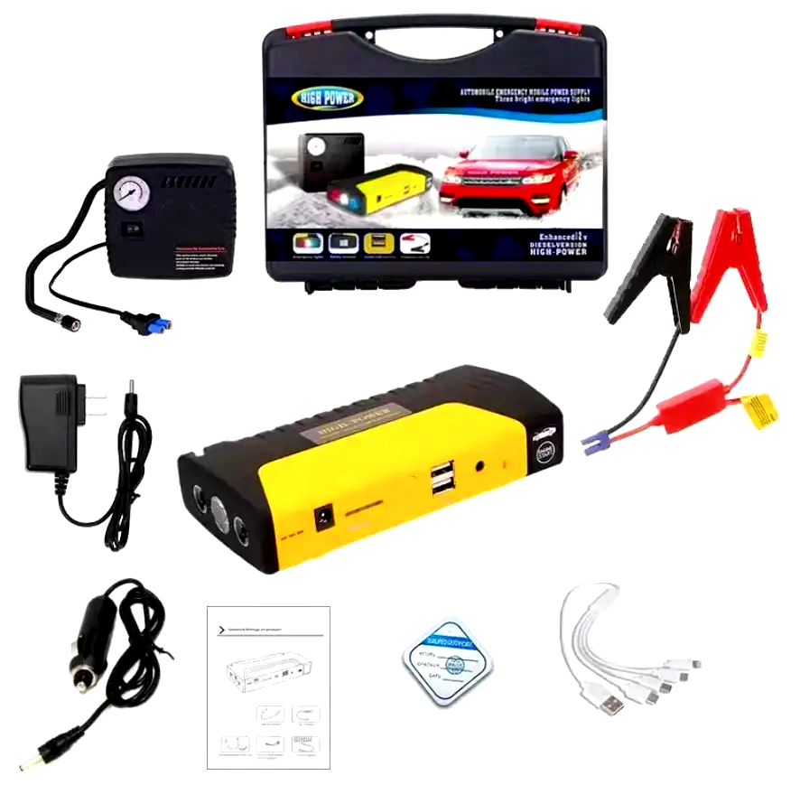 Пусковое устройство для машины car jump starter 20000 mAh 2хUSB с фонариком и компрессором в чемодане (22350927) - фото 12