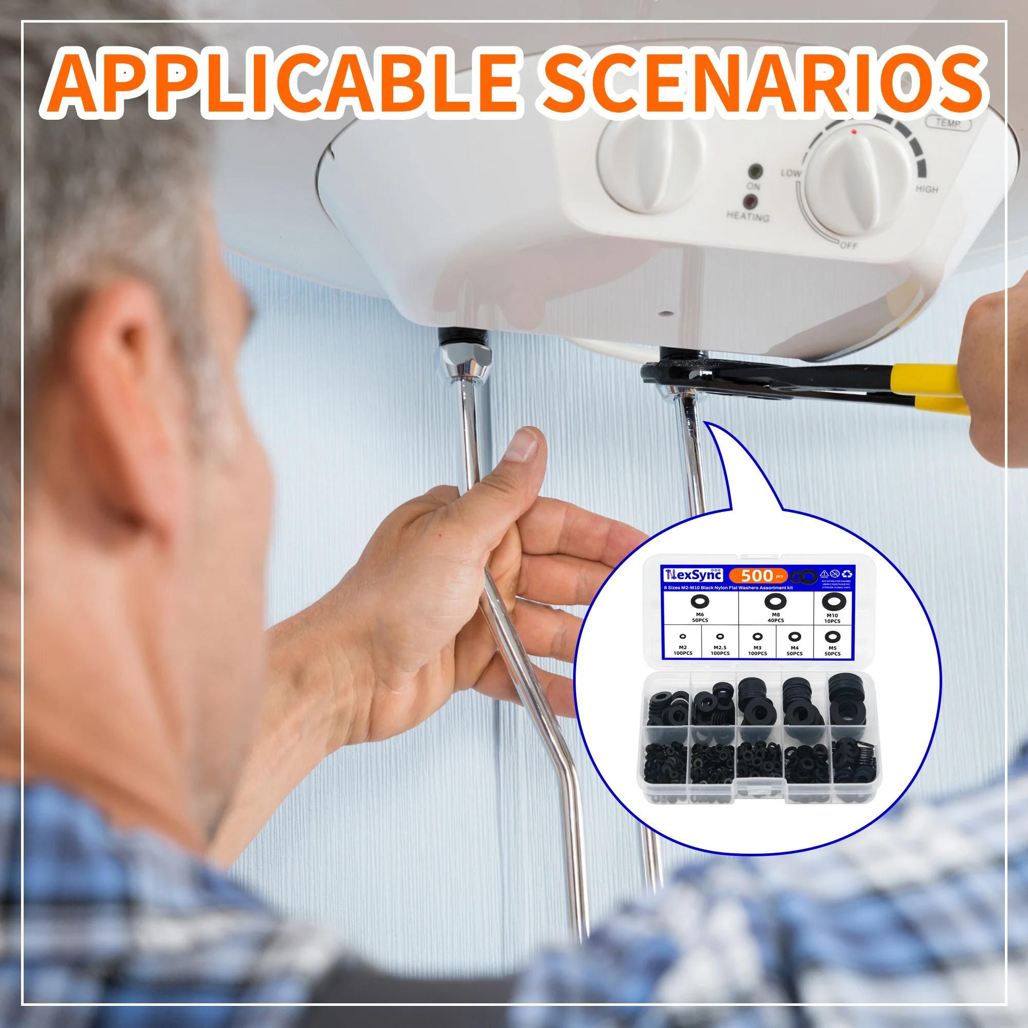 Набір пластикових шайб нейлонових M2/M2.5/M3/M4/M5/M6/M8/M10 500 шт. Чорний (527524) - фото 8 Набір пластикових шайб нейлонових M2/M2.5/M3/M4/M5/M6/M8/M10 500 шт. Чорний (527524) - фото 8