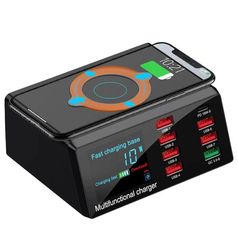 Зарядний пристрій багатопортовий багатопортовий 8 USB 100W цифровий дисплей