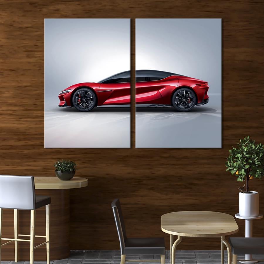 Картина на холсте Красный спортивный автомобиль 165x122 см (1309-2)