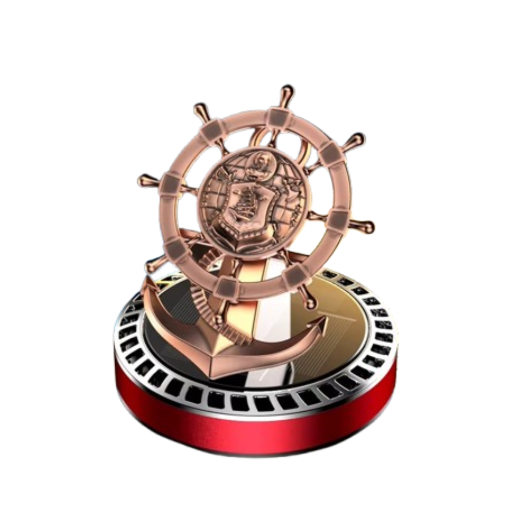 Ароматизатор багаторазовий Корабельний штурвал автомобільний на сонячній батареї Червоний