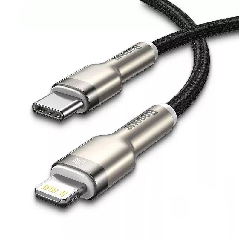 Кабель Type-C Lightning BASEUS Cafule Series Metal Data Cable PD 20W 1m Black (CATLJK-A01)