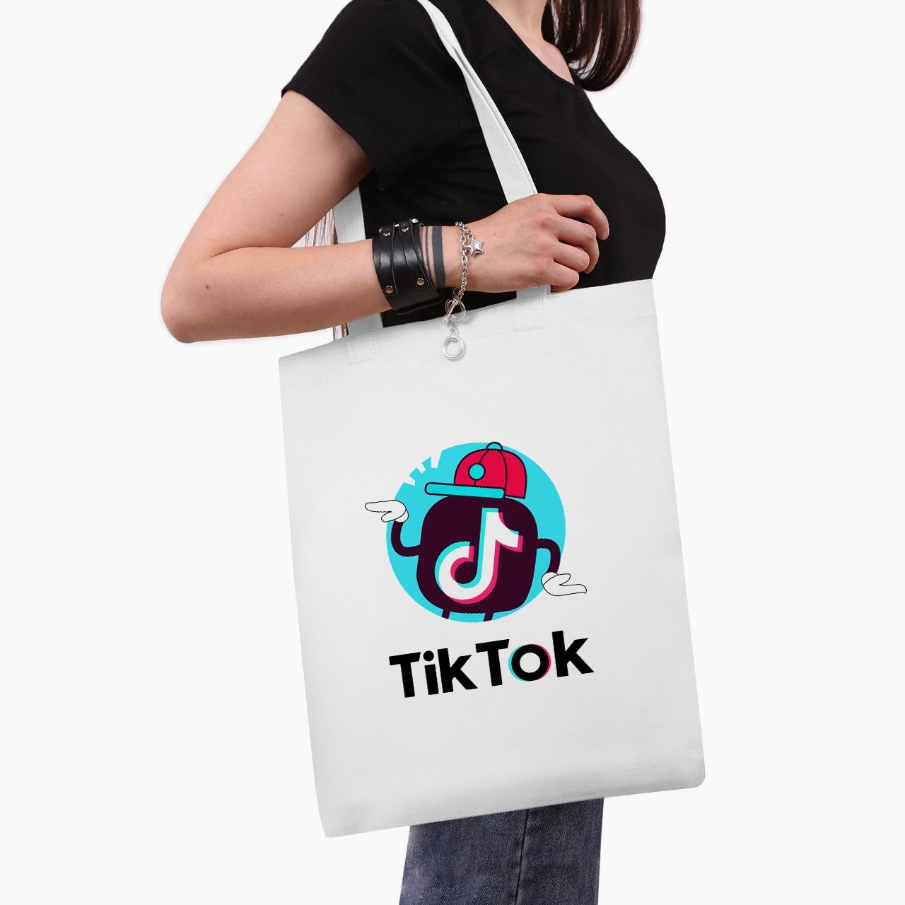 Эко сумка шоппер TikTok 41х35 см Белый (9227-1712-WT1)